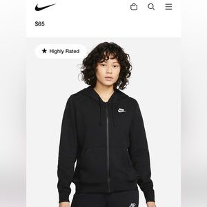 Women’s black Nike zip up hoodie, size small